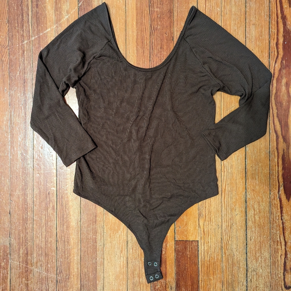 Ribbed Scoop Neck Bodysuit